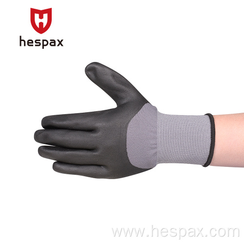 Hespax Oilfield 15 Gauge Nylon Microfoam Nitrile Gloves